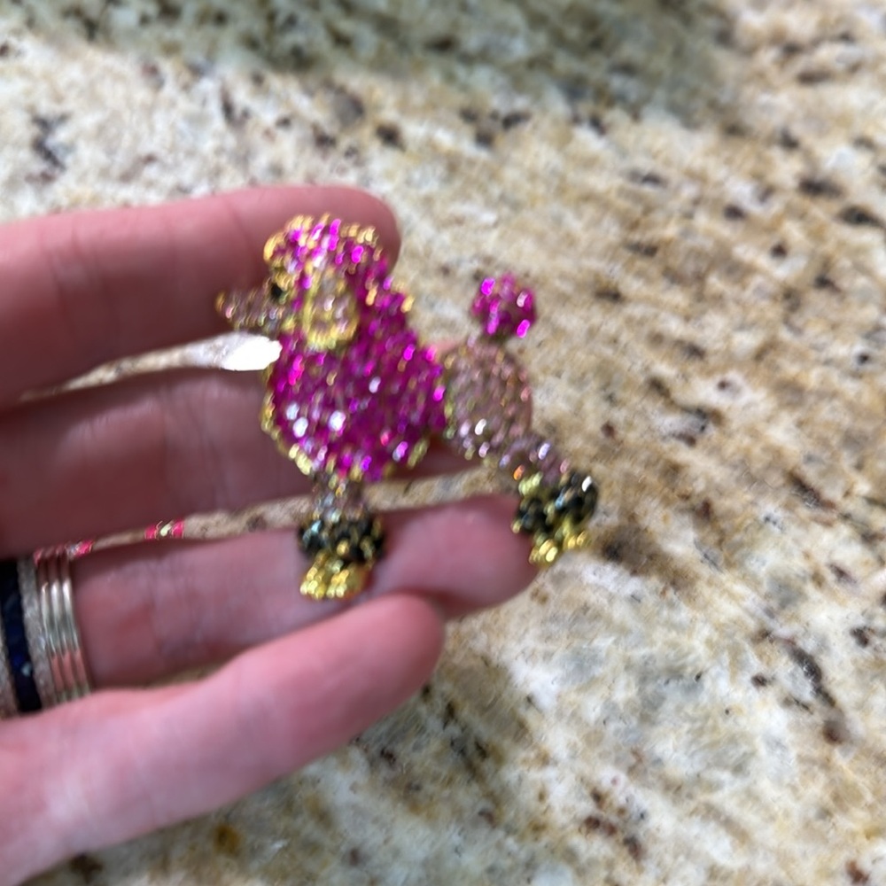2 Pc Bundle Pretty In Pink #40 Dangling Earrings &  Rhinestone Poodle Brooch Pin - Picture 7 of 11